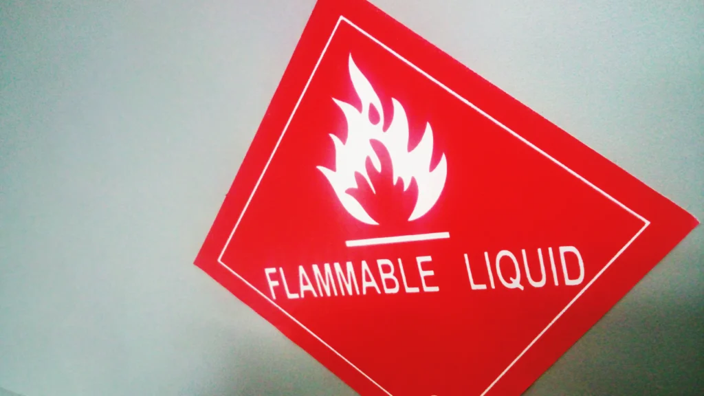 Flammable liquid sign